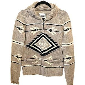 Aritzia TNA Beige 100% Lambswool Diamond Knit Sweater Size Medium